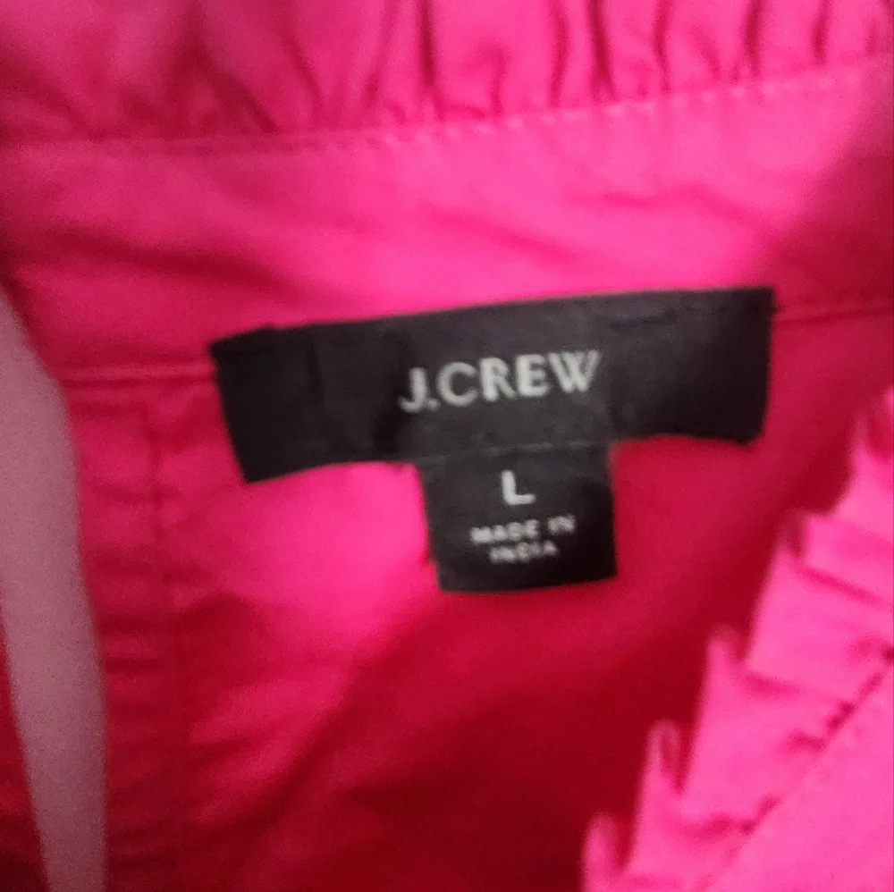 J.Crew Mockneck Cotton Eyelet Top With Cami, Size L,  Fuchsia Pink, Excellent